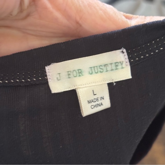 J for Justify Black Fitted Embellished Long Sleeve Tee - Picture 5 of 8